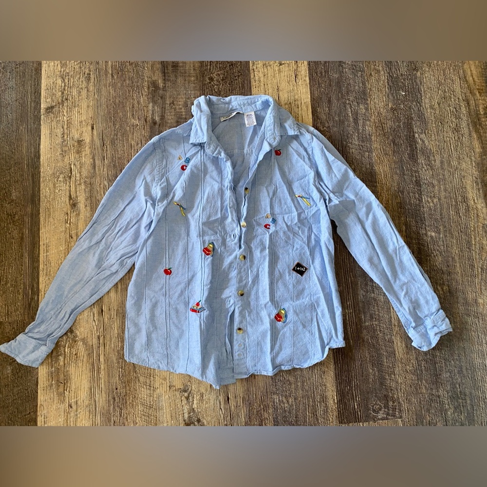 Cabin Creek Light Blue Button-Down Shirt with School Embroidery